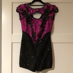 Glamour costumes black and purple jazz one piece